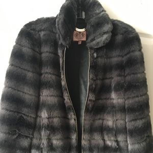 Juicy Couture Faux Fur Bomber Jacket Grey Medium